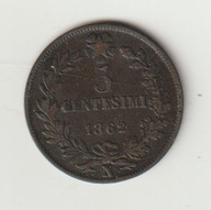 Wlochy 5 centesimi 1862 ladny stan