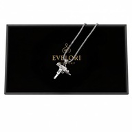 Naszyjnik Srebrny PISTOLET Uzi Łańcuch Męski Hip Hop Streetwear Prezent60cm