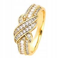 PIERŚCIONEK POZŁACANY BRYLANTOWY SUPEŁ 8 MM