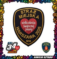 Naszywka Straży Miejskiej m.st. Warszawy i czerwone serce – symbol WOŚP