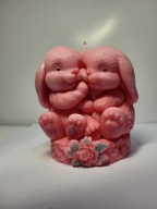 WOLNOSTOJĄCA ŚWIECA KRÓLICZKI Z WOSKU SOJOWEGO OZDOBA DO DOMU HANDMADE
