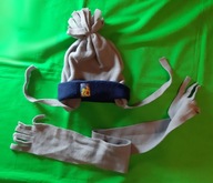 Szara, polarowa czapka w zestawie z szalikiem