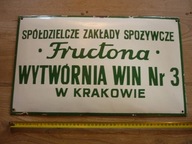 TABLICA EMALIOWANA WYTWÓRNIA WIN NR 3 W KRAKOWIE FRUCTONA KRAKÓW WINO