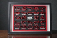 Kalendarz w ramce dla fanów F1 2026, moto-kalendarz, wydruk , tory, daty