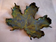 Ceramiczna patera "Zielonożółty liść platana"