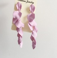 PŁATKI RÓŻ satynowe LEKKIE kolczyki FIOLETOWE lila