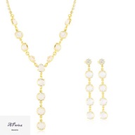 Kom313 Komplet złocony kryształ czeski