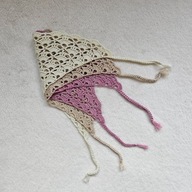 Chustka dziecięca na głowę, ręcznie robiona na szydełku, ok. 0-1 msc,kolor