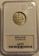 2 ZŁOTE 1936 "ŻAGLOWIEC" GCN /ECC AU55