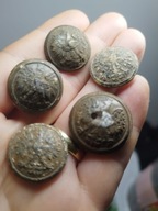 Guzik Wojsko Polskie IIRP wz. 1928 - 5 szt. II WŚ ŚREDNIA WIELKOŚĆ ZESTAW