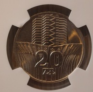 20 zł złotych 1973 Wieżowiec i Kłosy NGC MS 65 - RZADKOŚĆ w TAKIEJ NOCIE