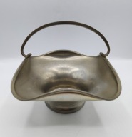 CYNA ciekawy STARY koszyczek z CYNY sygnowany - kolekcjonerski