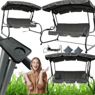 HUŚTAWKA OGRODOWA ROZKŁADANA XL 3-OSOBOWA BUJANA IDEAL GARDEN SZARA-50x170