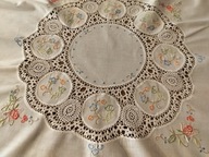 Obrus skandynawski serweta serwetka Art Deco unikat haft szydełko dł83