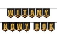 Baner flagi duży Witamy Rok Sylwester tasiemka 25m OZOBA HAPPY NEW YEAR