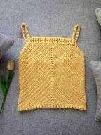 NOWY TOP SZYDEŁKOWY NA SZYDEŁKU ŻÓŁTY KRÓTKI CROP RĘKODZIEŁO HANDMADE 34 XS