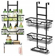 PÓŁKA WISZĄCA POD PRYSZNIC WIESZAK ŁAZIENKOWY ŚCIENNY STALOWY CZARNY