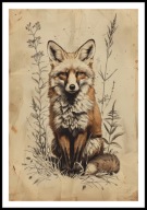 A2 PLAKAT RYSUNEK SZKIC VINTAGE RETRO LIS LISEK