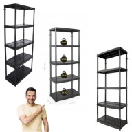 REGAŁ MAGAZYNOWY PLASTIKOWY CZARNY BAULICH 5 PÓŁEK 180 x 74 x 40 250 KG