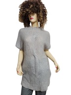 SOLAR ciepły dłuższy sweter wełniany tunika wełna moher 36/38