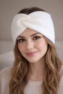 Kremowa opaska turban, dwuwarstwowa – miękka, ciepła, Handmade Jesień, Zima