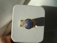 NOWY PIERŚCIONEK TANZANIT CYRKONIA ZŁOTO 8K pr. 333 + GRATIS!!!