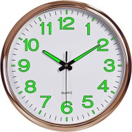 ZEGAR ŚCIENNY 30 CM FLUORESCENCYJNY ŚWIECĄCY W CIEMNOŚCI CICHY BEZ TYKANIA