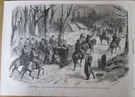1864 Rycina Powstanie Styczniowe droga Warszawa - Moskwa koło SŁOŃSKA