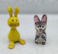 DWIE 2 małe figurki kolekcjonerskie różne króliczki ręczna praca Hand Made