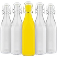 6x BUTELKA SZKLANA KWADRAT 500ML Z KORKIEM MECHANICZNYM