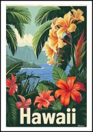 A2 KOLOROWY PLAKAT OBRAZ HAWAJE HAWAII USA HONOLULU, VINTAGE RETRO