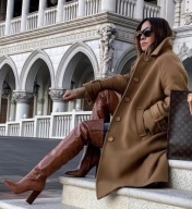 Luksusowe Długie Kozaki Camel - Zara Lux 36