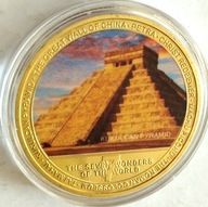 CUDA ŚWIATA - piramida Kukulcan , piękny , kolorowy numizmat, 40mm !!!