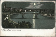 Basel im Mondschein - Gebr Metz Kunstverlags-Anstalt Basel 1899 Litho