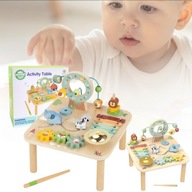 DREWNIANY STOLIK EDUKACYJNY DLA DZIECI MUZYCZNY MONTESSORI AKTYWNOŚCI