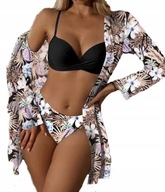 STRÓJ kąpielowy bikini 3w1 FIGI pareo fiszbin S Litthing z bluzką szalikową
