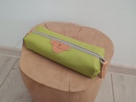 Piórnik, skóra naturalna, ręcznie robiony, limonka