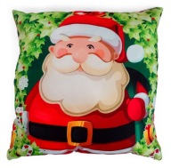 Poduszka Dekoracyjna Z MIKOŁAJEM Świąteczna Kwadratowa Czerwona 40 x 40 cm