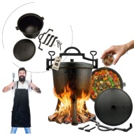 KOCIOŁEK EMALIOWANY ŻELIWNY 8L GARNEK MYŚLIWSKI WĘGIERSKI NA OGNISKO GRILL