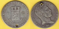 INDIE 1 GULDEN 1839 r. Ag - posiada dziurkę