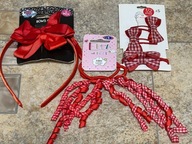 CZERWONE RED OPASKA KOKARDA SPINKI GUMKI ACCESSORIZE TJ MORRIS 9 SZT