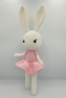 Uroczy Króliczek w różowej sukience prezent maskotka przytulanka Handmade