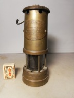 Stara mosiężna lampa górnicza British Coal Mining Co. Wyprodukowano w Walii