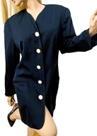 JEAN CLAIRE ciemnogranatowa marynarka żakiet dłuższy fason Z WEŁNĄ L/XL