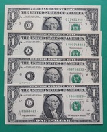4 Banknoty USA 1 dolar 1999 A C gwiazdka L gwiazdka H gwiazdka UNC