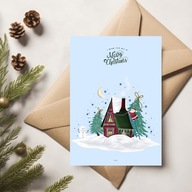 Kartka Świąteczna Bożonarodzeniowa – Boże Narodzenie – 'Zimowy domek'
