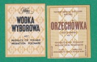 Wódka Wyborowa i Orzechówka, miniaturki, 3 x 4 cm, etykieta butelkowa /SZ9/
