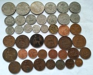 zestaw monet Wielka Brytania 42st Elżbieta Jerzy VI Jerzy V Edward Wiktoria