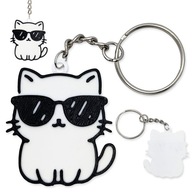 Brelok KOT w OKULARACH Przeciwsłonecznych Zawieszka do Torebki i Kluczy