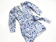 Asos sukienka koktajlowa mini bufki kwiaty kopertowa xs 34 wiskoza